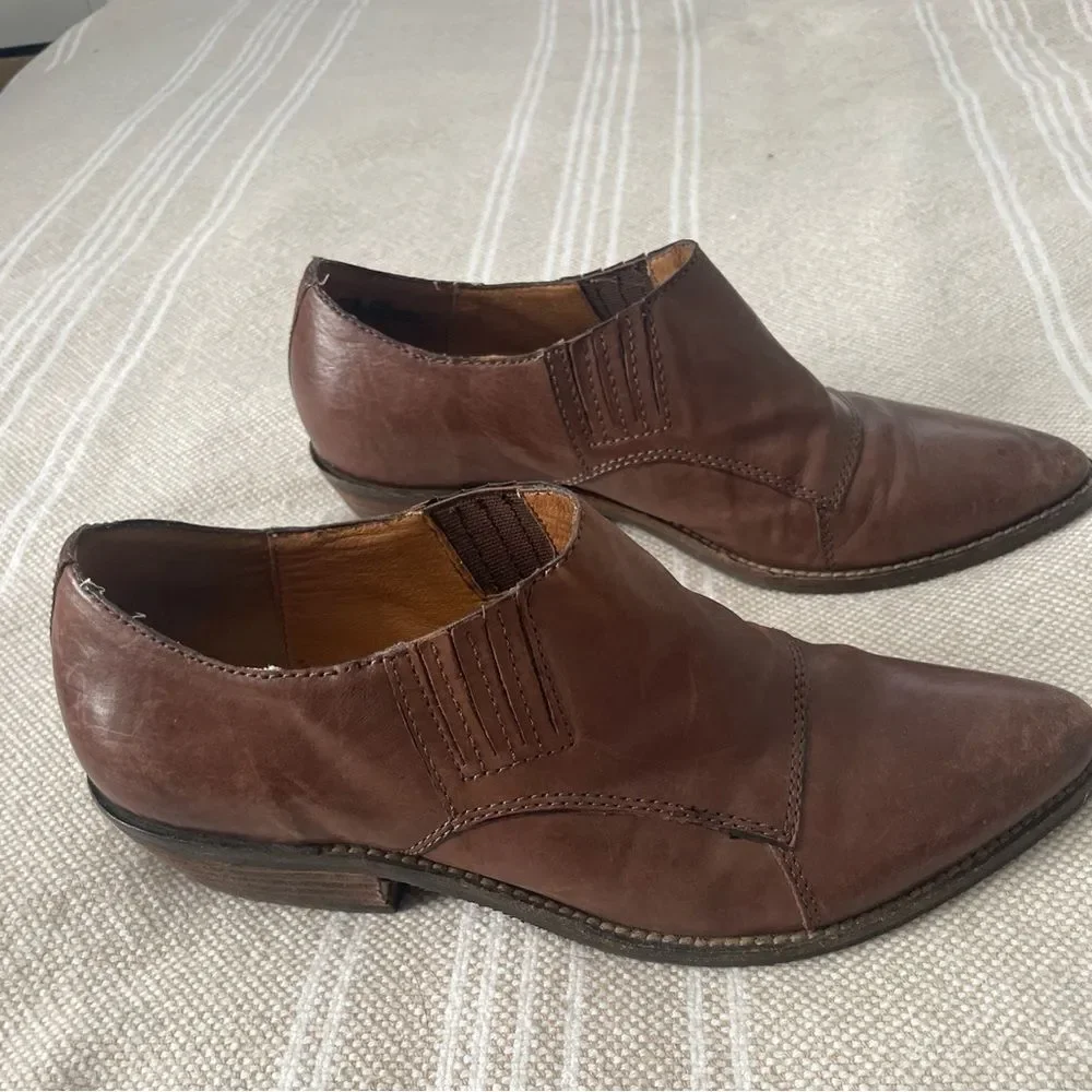 Nicole Vintage Brown Leather Ankle Booties 7.5 Western
